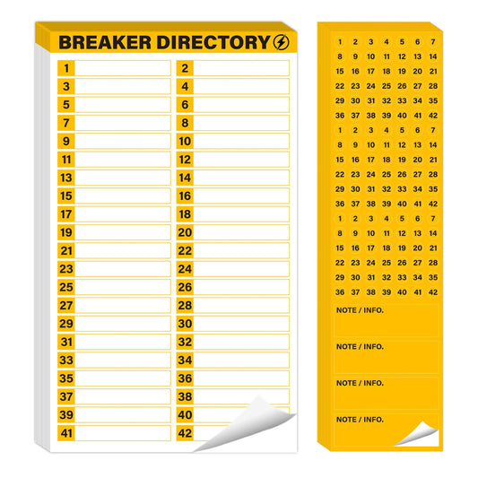 40 Sheets Breaker Panel Labels Self-Adhesive Electrical Board Identification Tags for House or Commercial Use Including 30 Catalog Stickers and 10 Number Paster Yellow