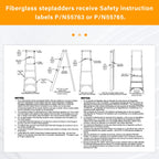 Set of 8 GRONGU safety label stickers for Werner fiberglass step ladder, including weight capacity and safety instructions.