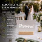 Acrylic Reserved Table Sign for Wedding with Beech Wood Base, 1 Set Frosted Reserved Table Sign (1 set)