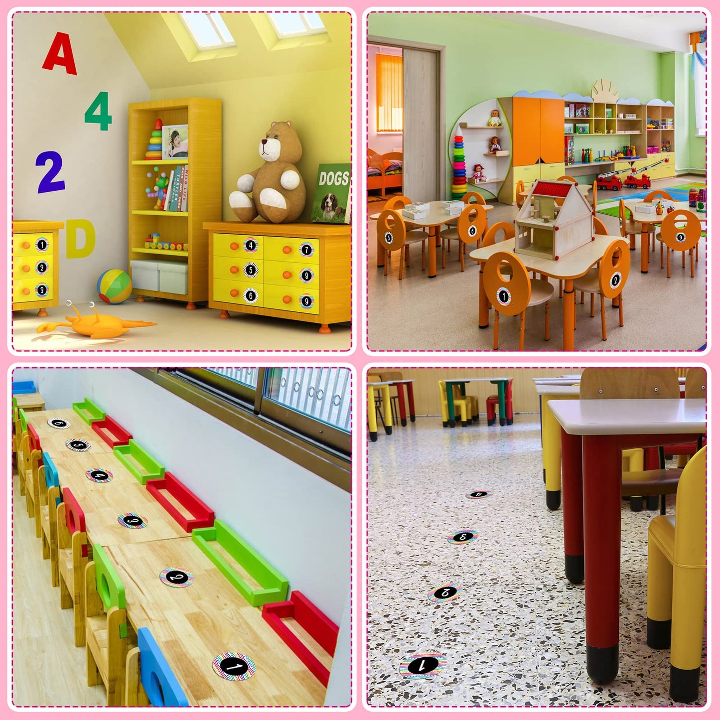 D4DREAM Number Spot Markers and Labels 4" Number Spot Markers Stickers 36Pcs Classroom Line-up Spots Stickers Number Stickers for Preschool Kindergarten Elementary Classroom Decoration 2-black