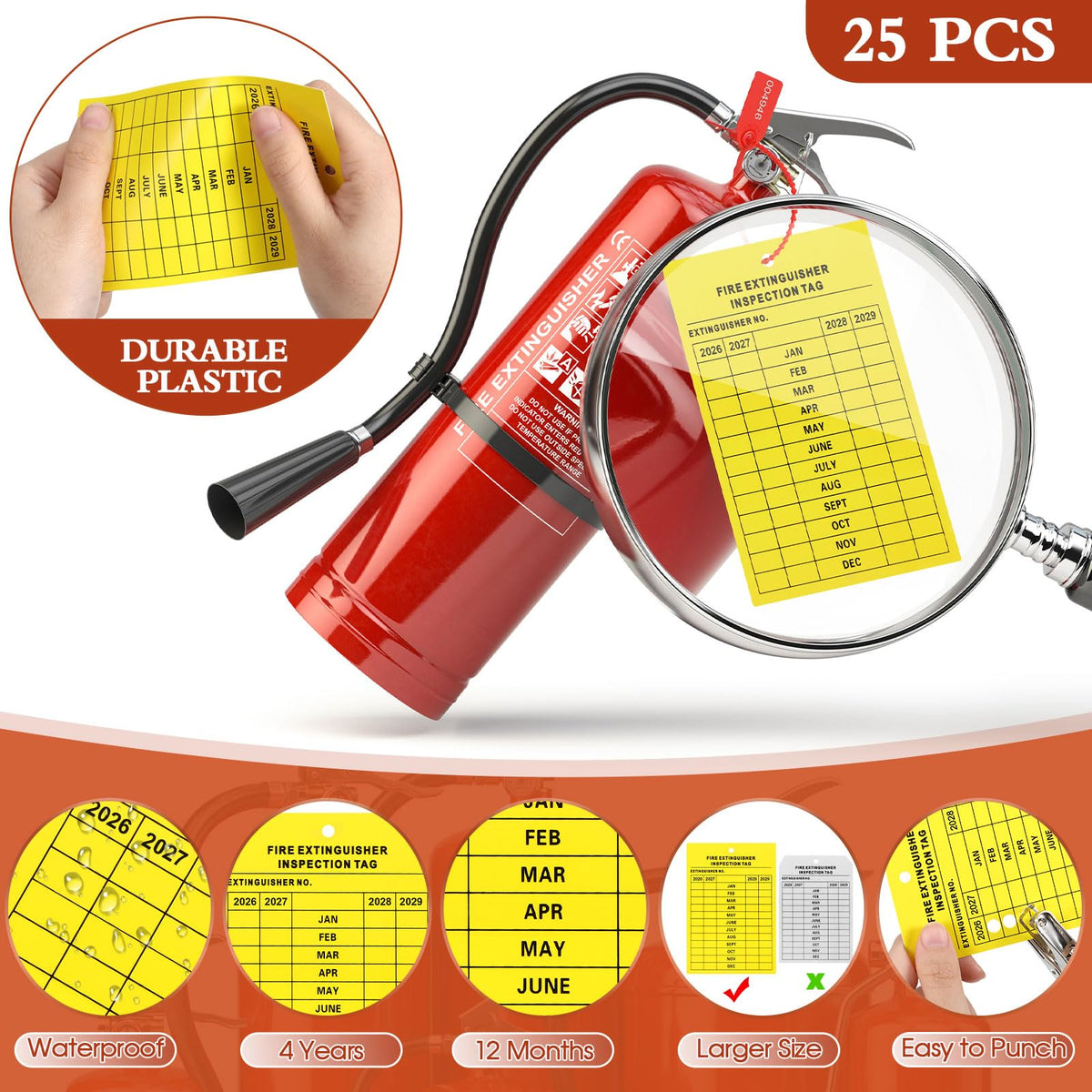 Chunful 151 Pieces Fire Extinguisher Inspection Tags Set