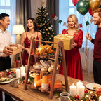 Marsui 3 Tier Christmas Snowflake Serving Tray with 16 in Collapsible Stand