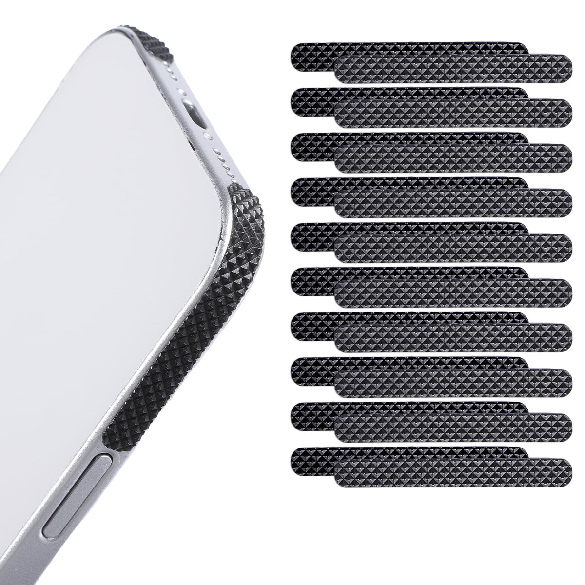 20 PCS Cell Phone Grip Tape, Black Non Slip Side Sticker Adhesive Grippy Bumper Frame Rubber Stickers for Phone Case Tablet Computer
