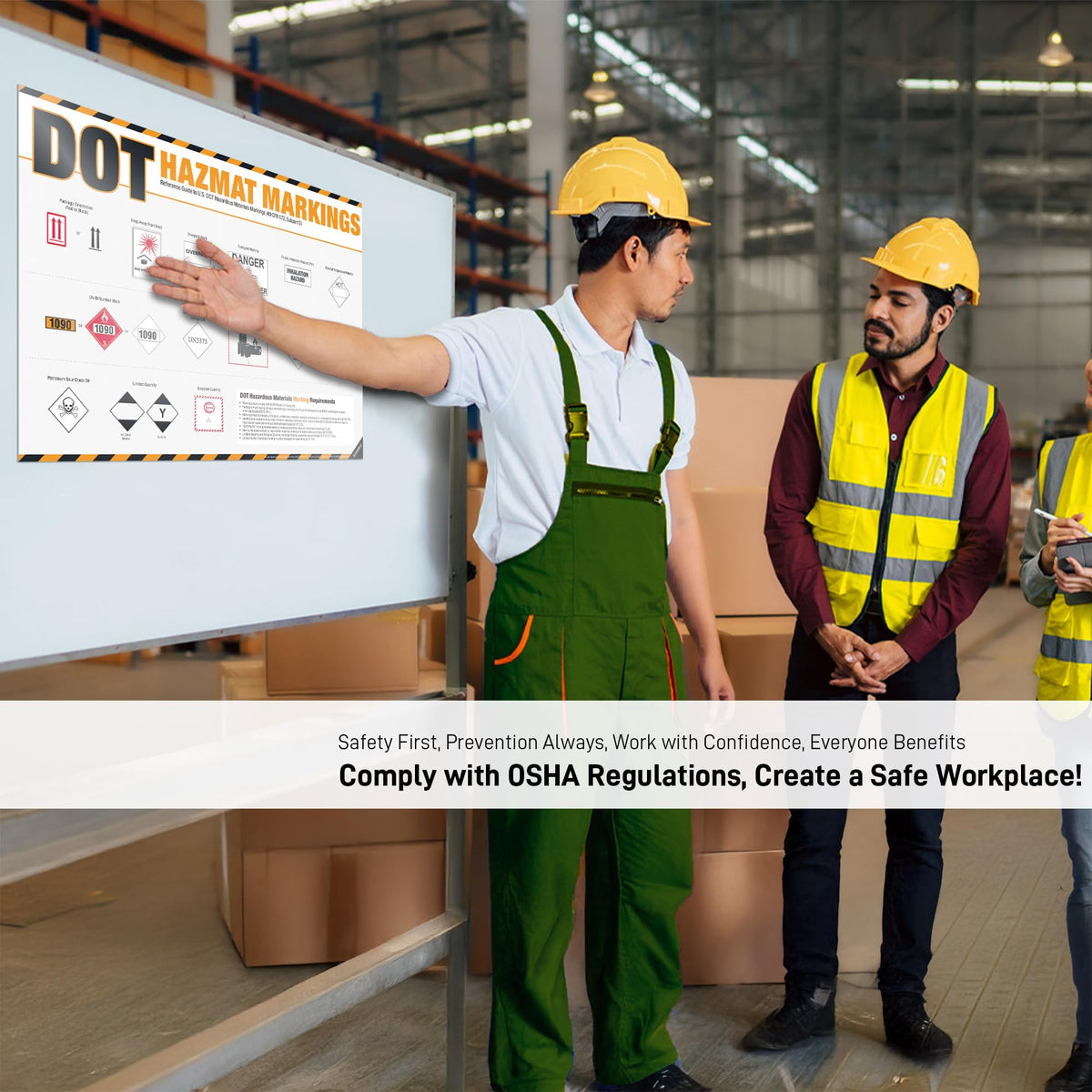 DOT Hazmat Markings Poster – 49 CFR 172 Hazardous Materials Labeling Guide, DOT Shipping Markings Reference Chart for Warehouse, Transportation & HazMat Safety Training DOT Marking