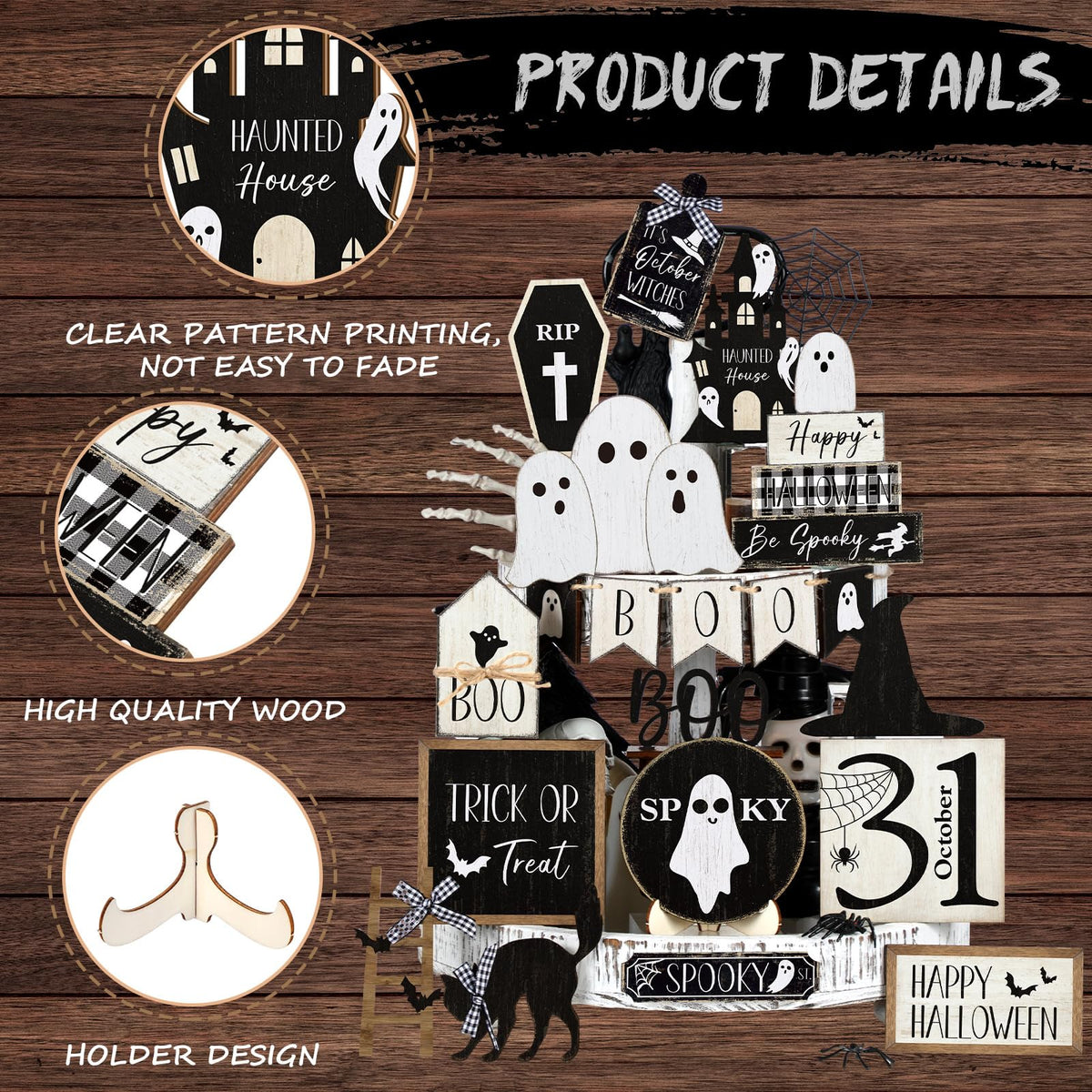 Vercraft Halloween Ghost Tiered Tray Decorations, Ghost