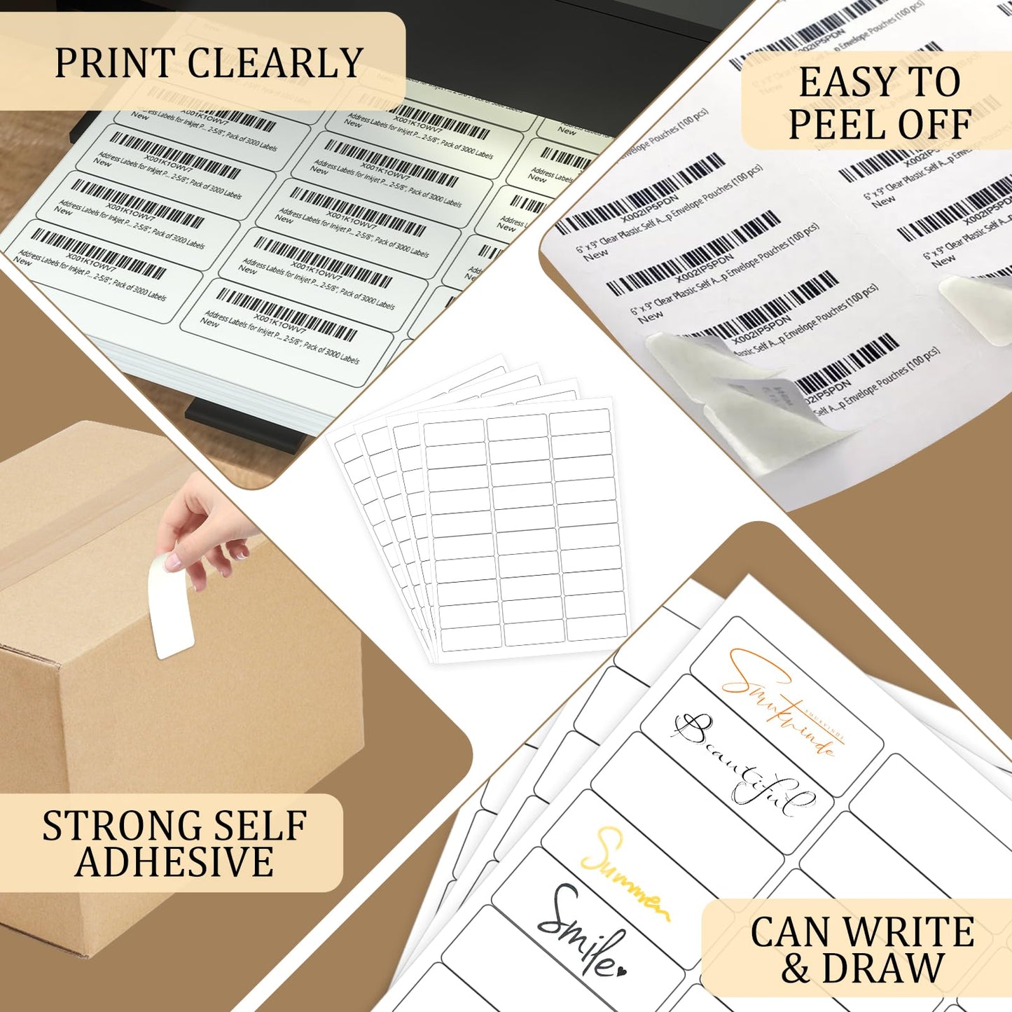 FungLam 1" x 2-5/8" Shipping Address Labels 900 Label Stickers Paper for Laser/Inkjet Printer 30 per Page Printable Mailing Labels (30 Sheets, 900 Labels) 30 sheets / 900 labels