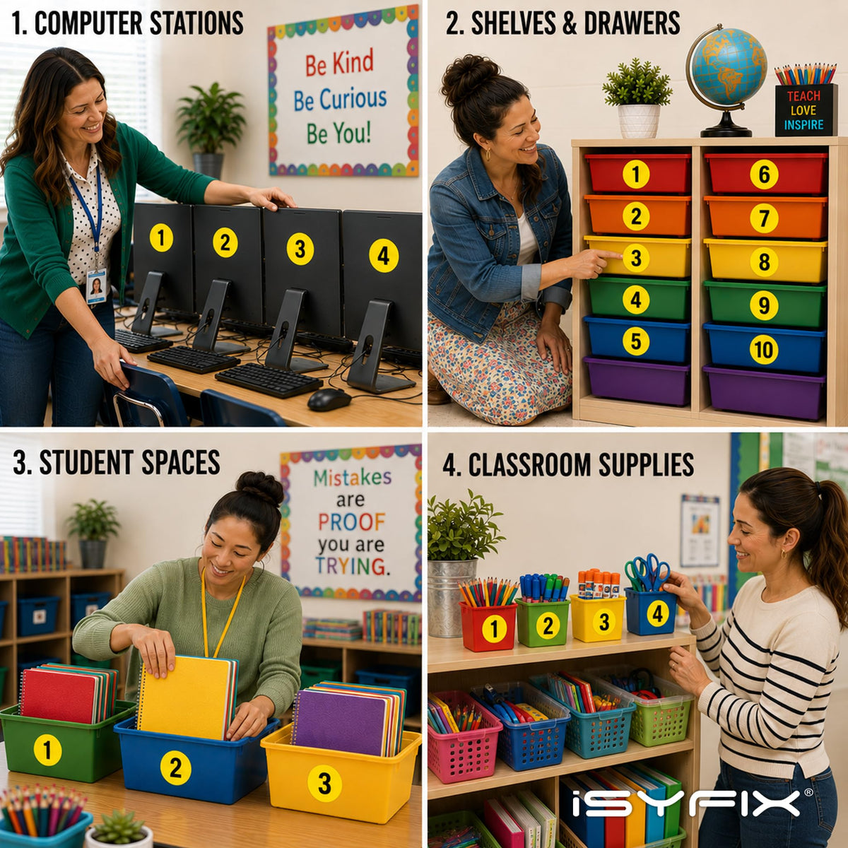 iSYFIX Yellow Consecutive Number Stickers, 1 to 100, 3 Inch, 1 Set 3-inch