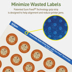 Avery Dissolvable Round Labels, Sure Feed Technology, 1.25" Diameter, Matte White, Print-to-The-Edge, Laser/Inkjet Printable, 300 Labels Total