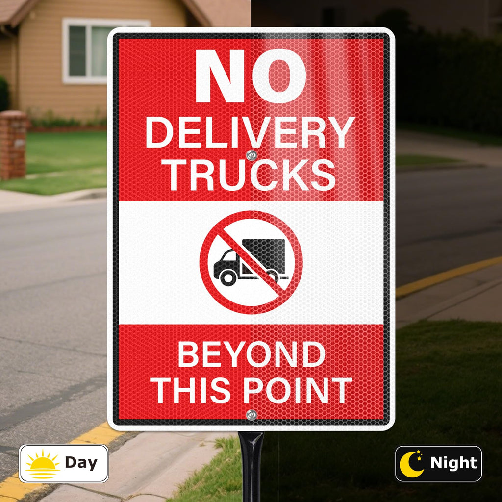 2 Pack No Delivery Trucks Beyond This Point Sign 14"×10" with Stake