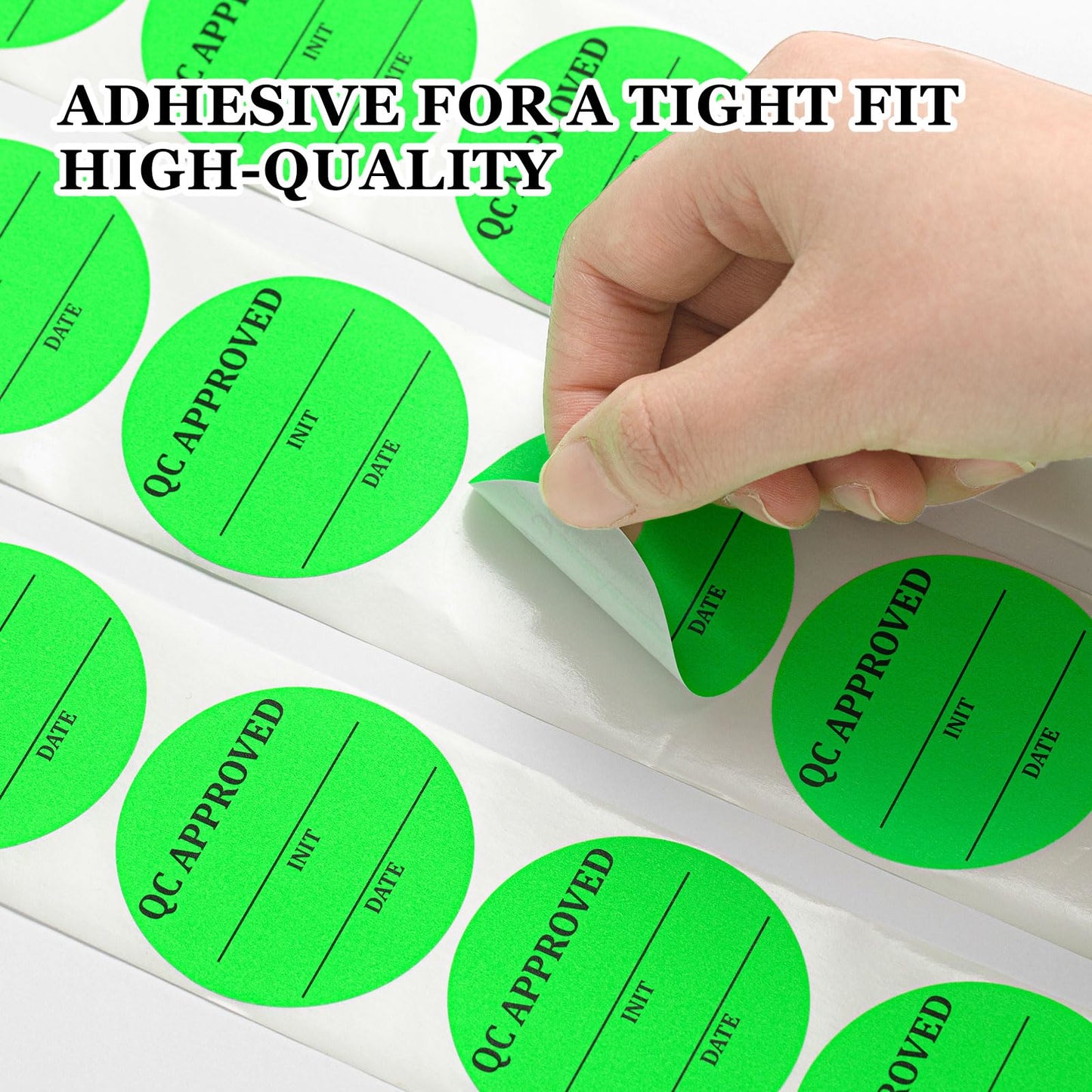 Gueevin 1 Roll/1000 Pcs 2 Inch Quality Control Inventory Labels Writeable QC Inventory Approval Stickers Fluorescent Green Permanent Adhesive Inventory Stickers for Shipping Warehouse Organization