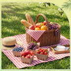 Domensi 50 Pcs Natural Pulp Fiber Berry Basket 100 Pcs Sheets of 10 x 10 Inches Wax Paper, Molded Ventilated Produce Baskets for Strawberry Blueberry Vegetable Farmer Market Grocery Stores Party Red