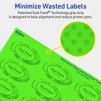 Avery® Printable Oval Labels, Sure Feed® Technology, 1-1/8" x 2-1/4", Neon Green Labels, Print-to-The-Edge, Laser/Inkjet Printable, 420 Total, Great for Soaps and Candles 420 labels
