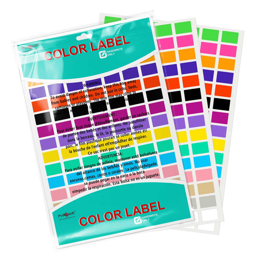 PARLAIM 1575 PCS 3/4" x 1/2" Square Color Coding Labels, 15 Colors Rectangle Stickers for Office & School