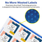 Avery Printable Durable White Square Labels, Sure Feed Technology, 2" x 2", Print-to-the-Edge, Waterproof Labels, Laser & Pigment-Based Inkjet Compatible, 120 Total 120 labels
