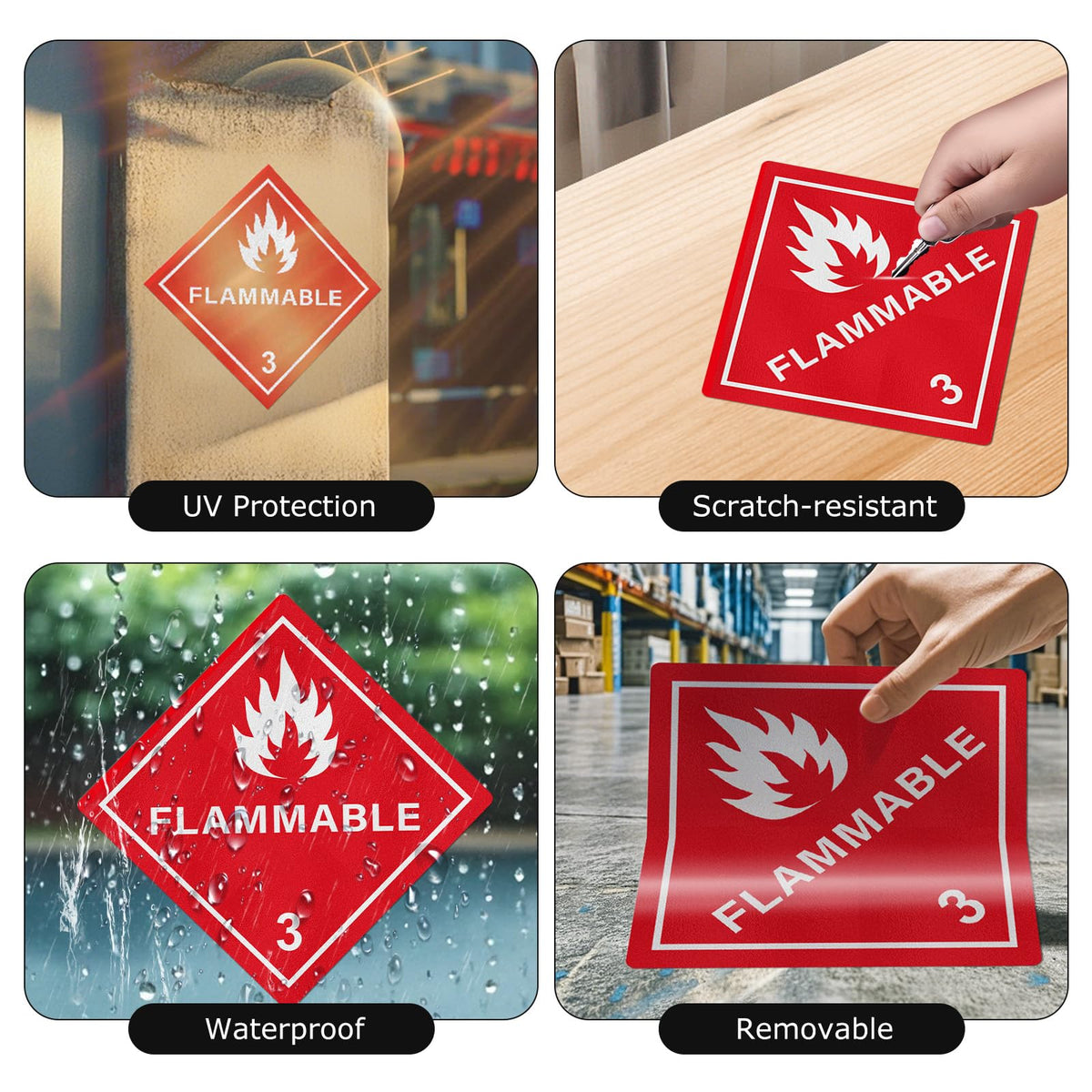 10 Pack Hazard Class 3 Flammable Liquids Placard 10.75" × 10.75"