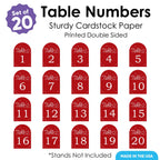 Big Dot of Happiness Wedding Hearts Cherry Red Table Numbers, Engagement and Anniversary Party Decor, Wedding Centerpieces, Double-Sided 5 x 7 inches Cards, Table Numbers - 1-20