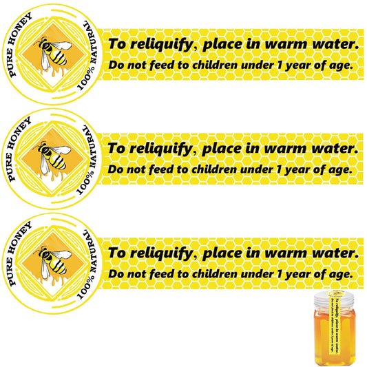 Tamper Proof Pure Honey Stickers 1 x 3.5 Inches Tamper Evident Seals Labels Honey Label Stickers for Honey Jars Bottle Lid Labelss 500Pcs Tampers Proof Honeys Labels Pure Honey Label