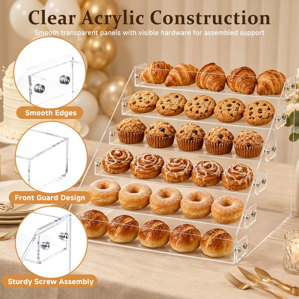 2Pcs 6-Tier Acrylic Cookie Display Stand, Clear Tiered Tiered Dessert Stand 2pcs