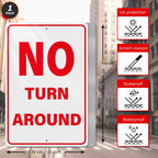 No Turn Around Sign 18 × 12 Inches for Driveway, Roadway, Dead End