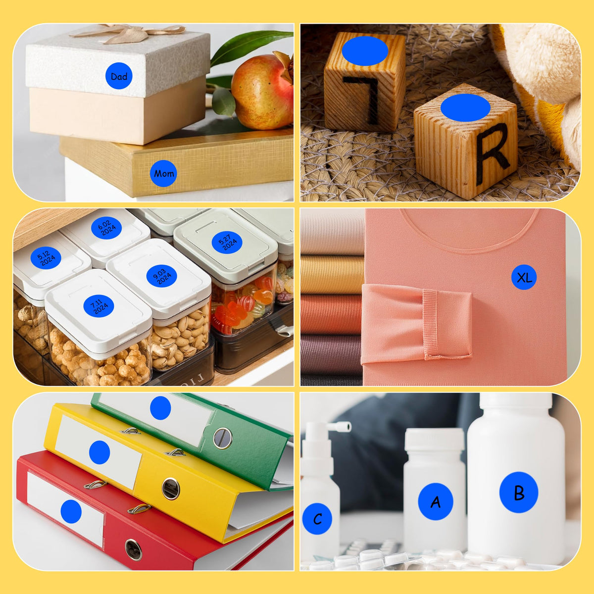 3/4 Inch Dot Stickers, 1000 Blue Dots Circle Sticker Round Labels 3/4" 1Roll-1000PCS
