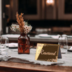 KAITELA Gold Acrylic Reserved Table Signs 6" x 4" Double Sided, Pack of 10