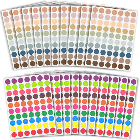 1400 PCS Dot Stickers, 3/4 inch Round Color Coding Label Circle Stickers, 20 Colors Circle Dot Label Sticker, Round Labels for Office Classroom Student Toddlers