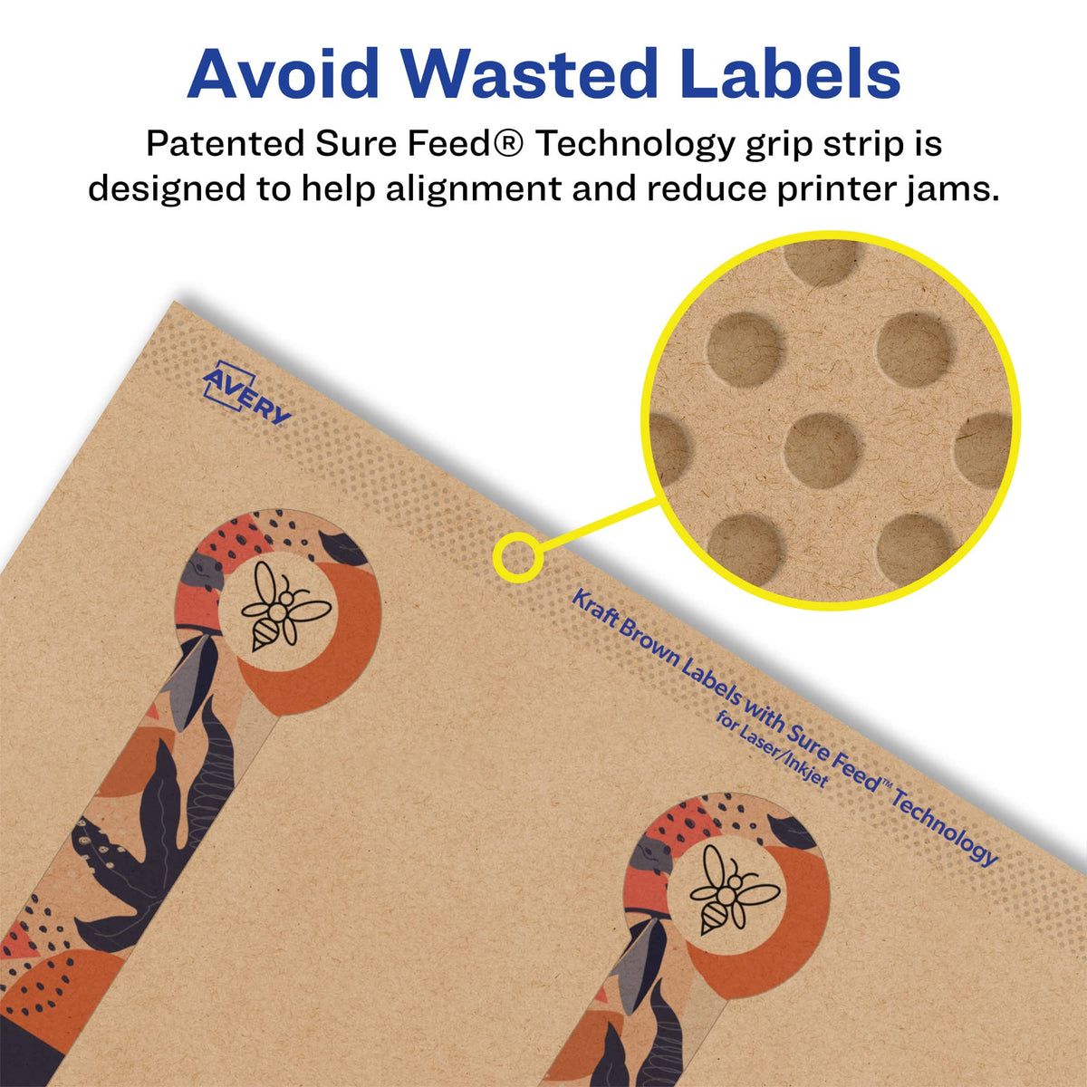 Avery® Kraft Brown Lollipop Labels, Sure Feed® Technology, 1" x 4", 200 Kraft Brown Labels, Print-to-The-Edge, Laser/Inkjet Printable 200 labels