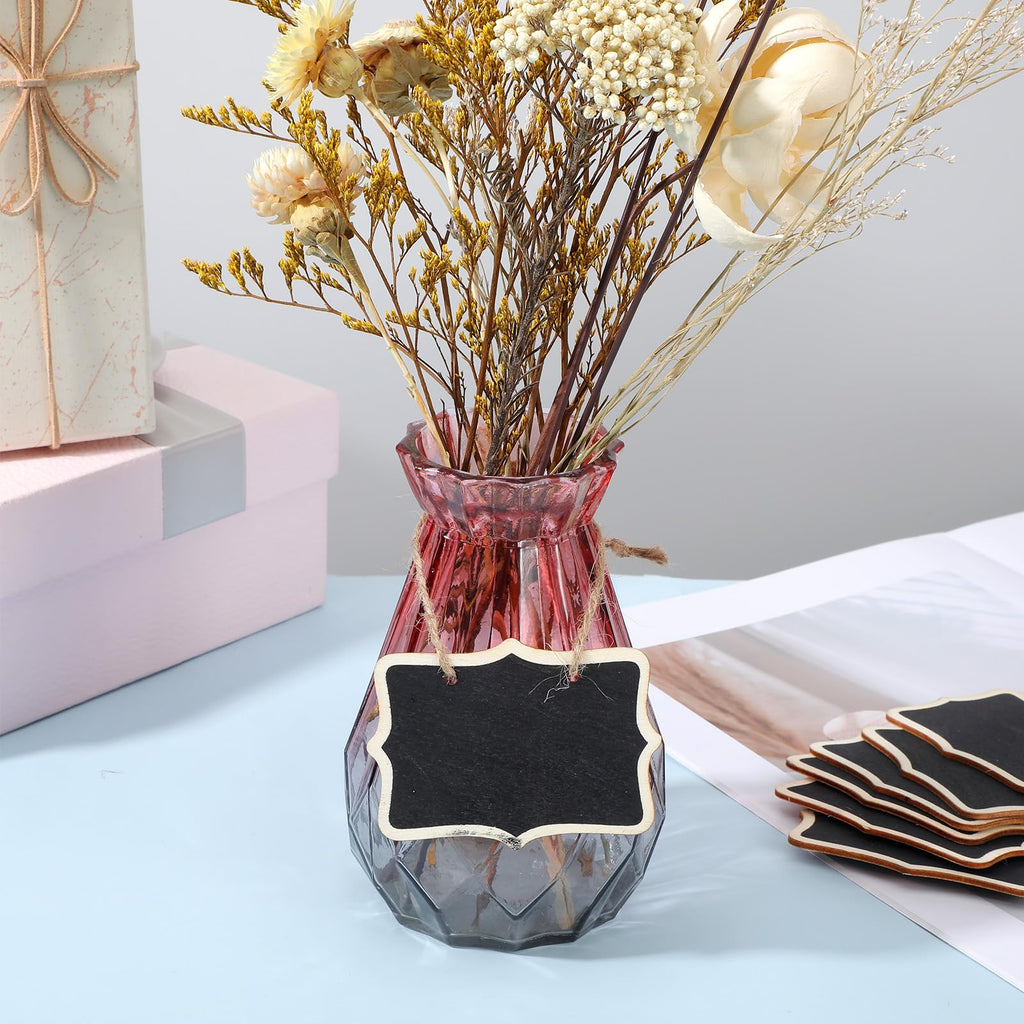 12Pcs Reusable Decanter Labels Blackboard Slate with Hanging String
