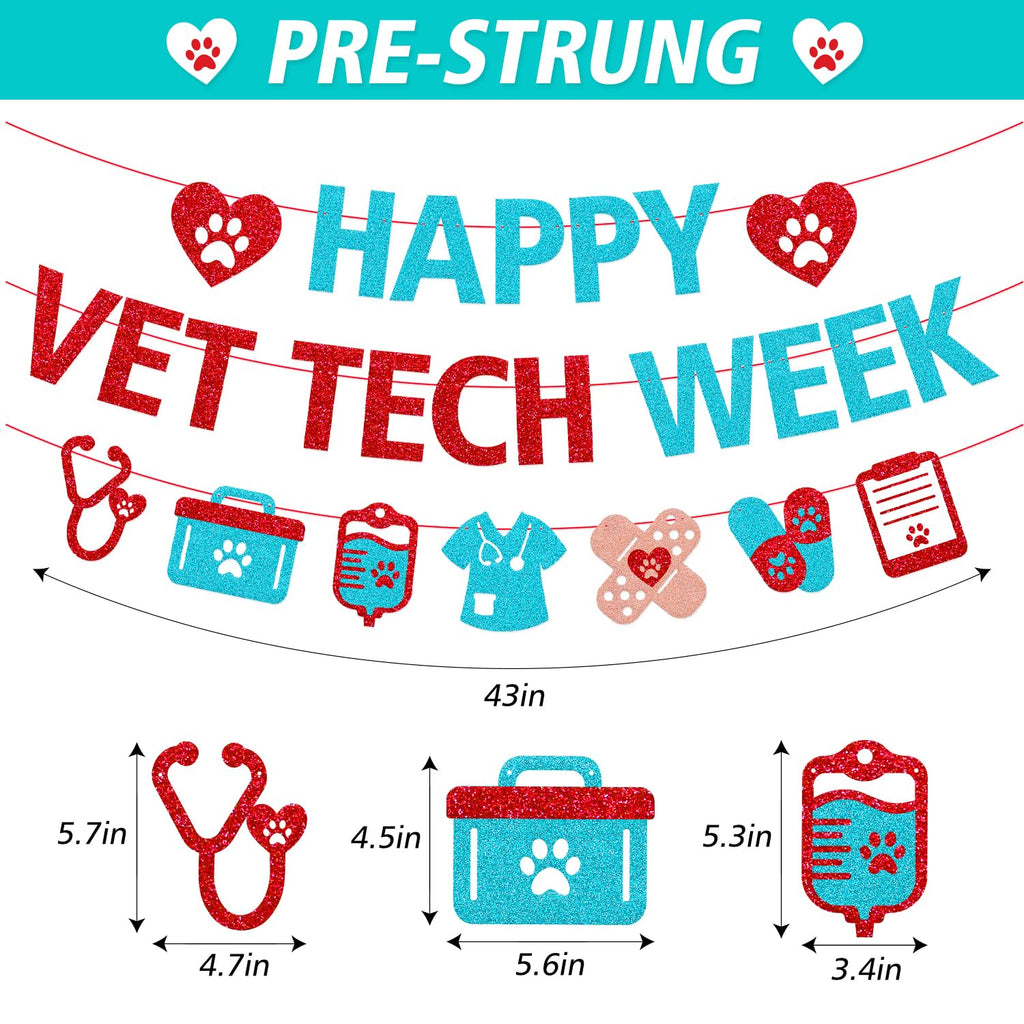 Happy Vet Tech Week Banner, Veterinary Technician Appreciation Decor