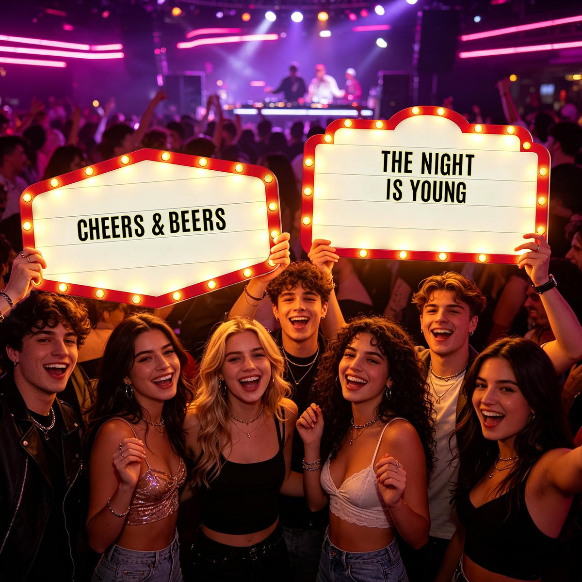 2 Pack Wedding Bottle Service Sign - Large Entrance Prop with LED Lights