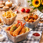 10Pack Mini Square Fry Basket, Stainless Steel Reusable Deep Fryer Baskets