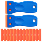 CADONO 2-piece plastic razor blade scraper with 12 replacement blades, ideal for removing stickers, paint, and decals from surfaces.