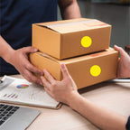 PARLAIM 1-inch round yellow adhesive color-code dot stickers on a roll, ideal for labeling and organization.