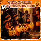 2Pcs Halloween Trick or Treat Basket with LED String Lights - Orange Orange+light