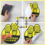 5 Pack Pedestrian Walkway Floor Sticker Sign, 9 x 10.5 Inches 5