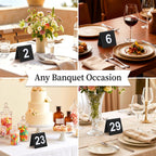 Double Sided Table Number 1-50 for Restaurant, Wedding Party Food Service Black