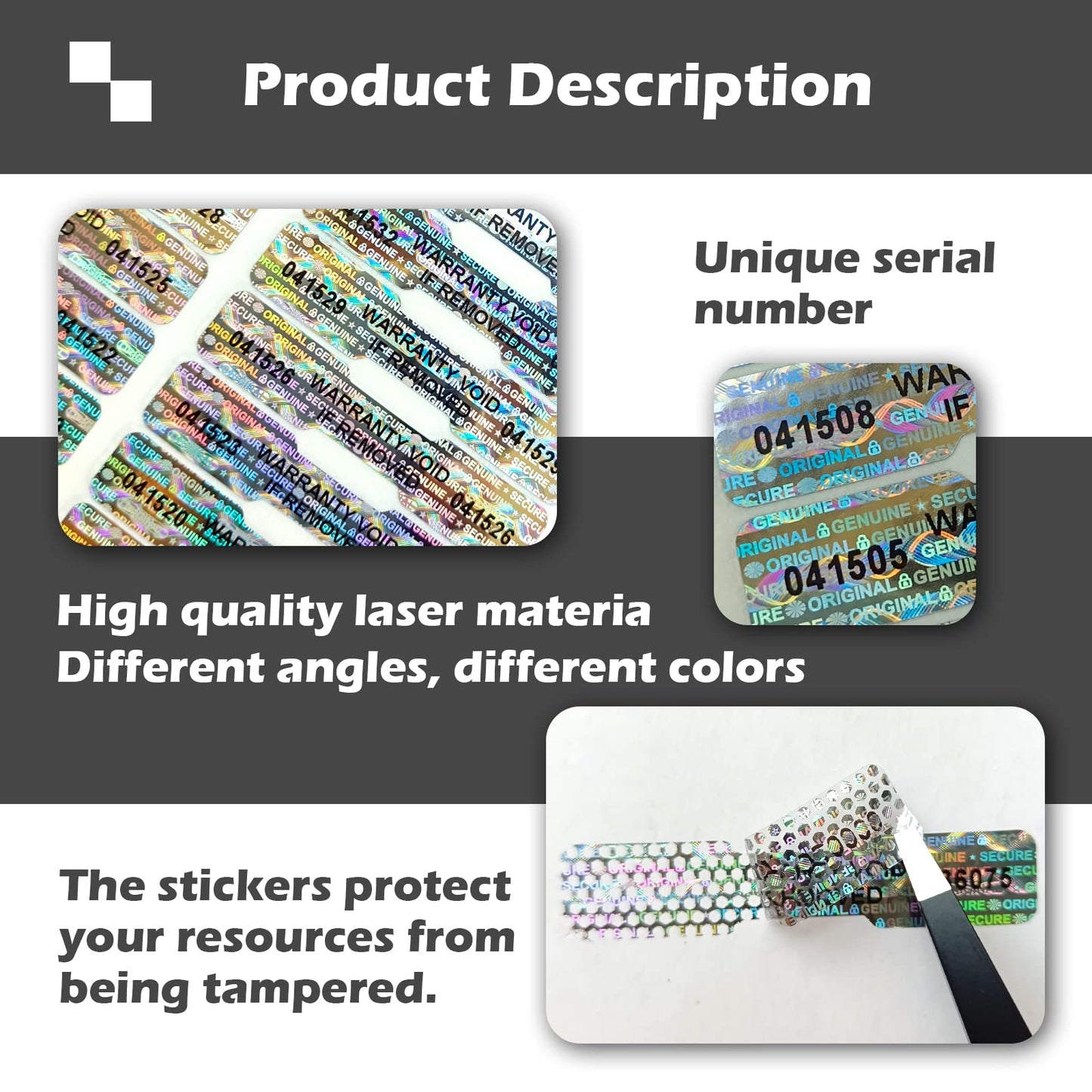 620pcs Bone Shape Tamper Proof Hologram Stickers Genuine Warranty Void Seal Labels tamepr evident Label Honeycomb Bottom (2x0.4inch)