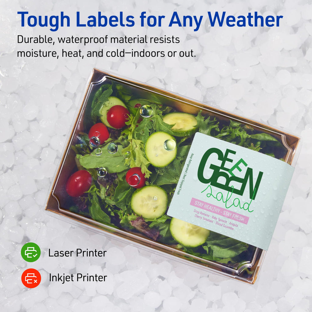 Avery Outdoor Waterproof Rectangle Labels with Sure Feed Technology, 1.5" x 7.5", White Film, Print-to-the-Edge, Compatible with Laser Printers, 125 Labels Total
