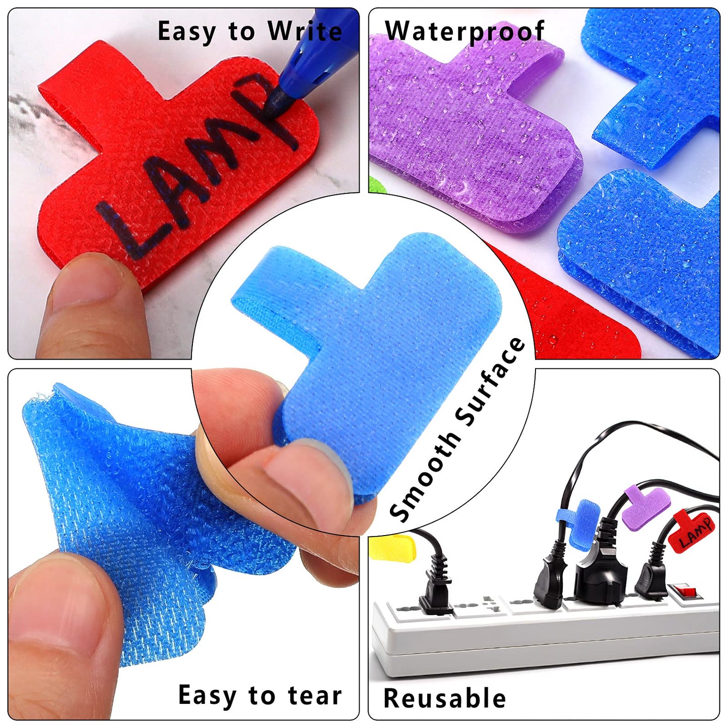 50 Pieces Cable Labels Multi Color Cord Wire Labels, Cable Tags and Wire Tags for Management and Classify for Electronics, Computers and More(Classic Style) Classic Style