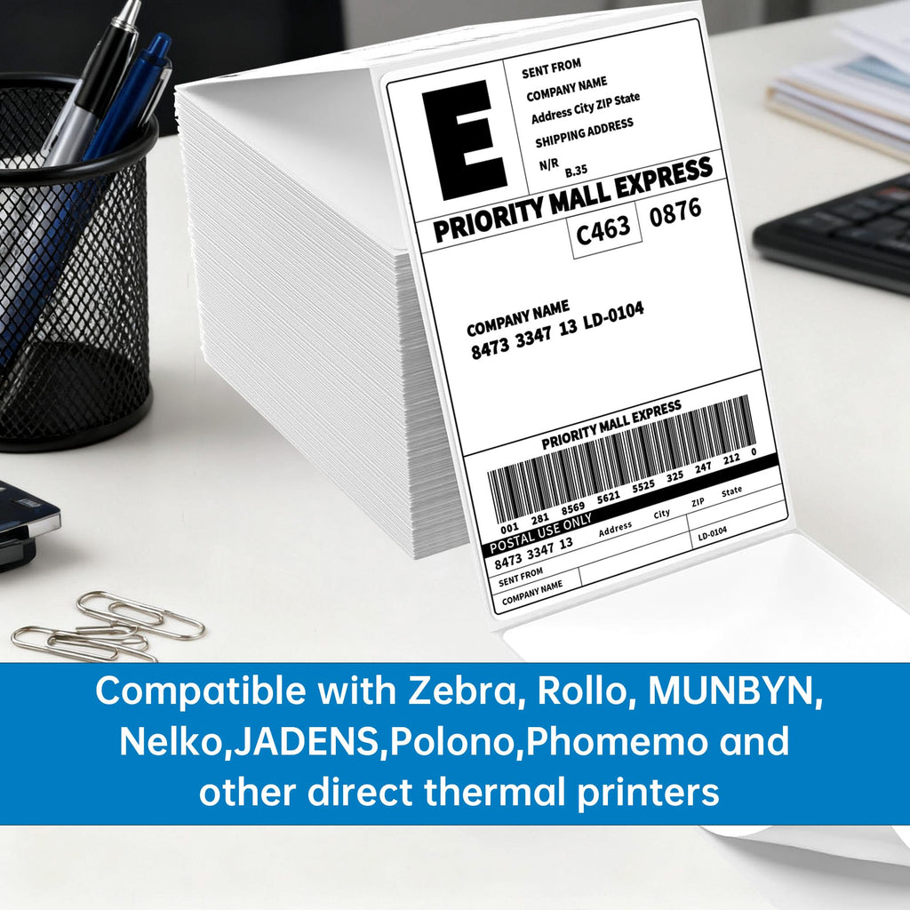 HUOJI 4x6 Thermal Labels, Perforated, 500/Stack, Commercial Grade 1 Stack | 500 Labels