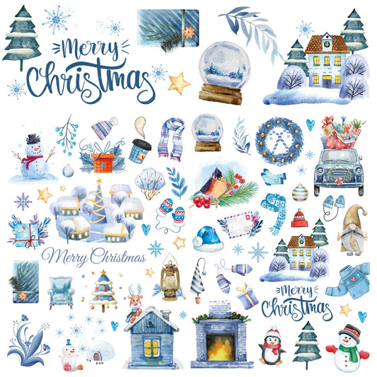 Winter Rub on Transfers Labels 8.3 x 11.7 Inch Snowman Gift Rub on Decals Snowflake Transfer Stickers Winter