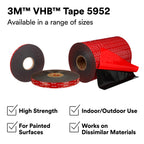 3M VHB Tape 5952 Double-Sided Acrylic Foam Tape, Black, 1 in x 36 yd