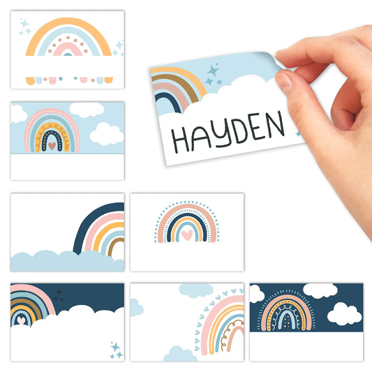 Name Tags Sticker - 56 Nametags for Classroom, Name Tag Stickers for Kids, Adhesive Classroom Labels for Teachers, Nametags Sticker for Clothes, Decorative Labels, Boho Cubby Tags
