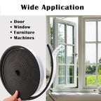 Black Foam Insulation Tape with Self-Adhesive Backing,Closed Cell Foam Weatherstripping 1/2 inch Wide x 3/8 inch Thick,Soundproofing Door Weather Seal Strip for Door and AC Window Seal,High Denisty 1/2 In wide x 3/8 In thick x 16Ft