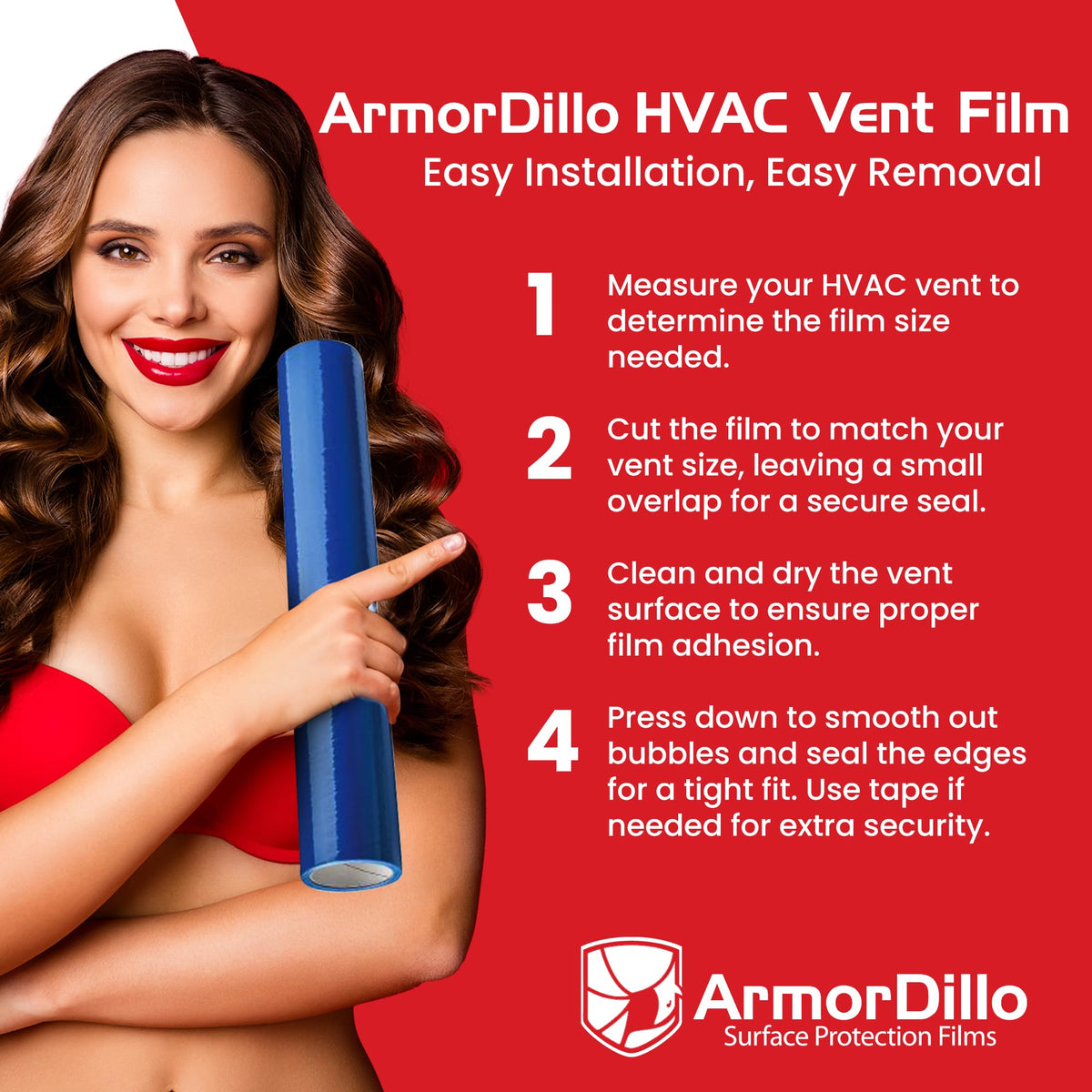 ArmorDillo High-Tack Adhesive HVAC Vent Sealing and Masking Tape. 25% HigherTack Vent Film 8” x 185 8” x 185' High Tack Adhesive Blue