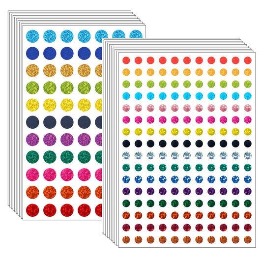 60 Sheet 7950 Pieces Small Shiny Dot Colored Stickers Coding Label Sticker, 1/4" and 2/5" Glitter Circle Dot Labels for Home Office Students (Colorful) Colorful