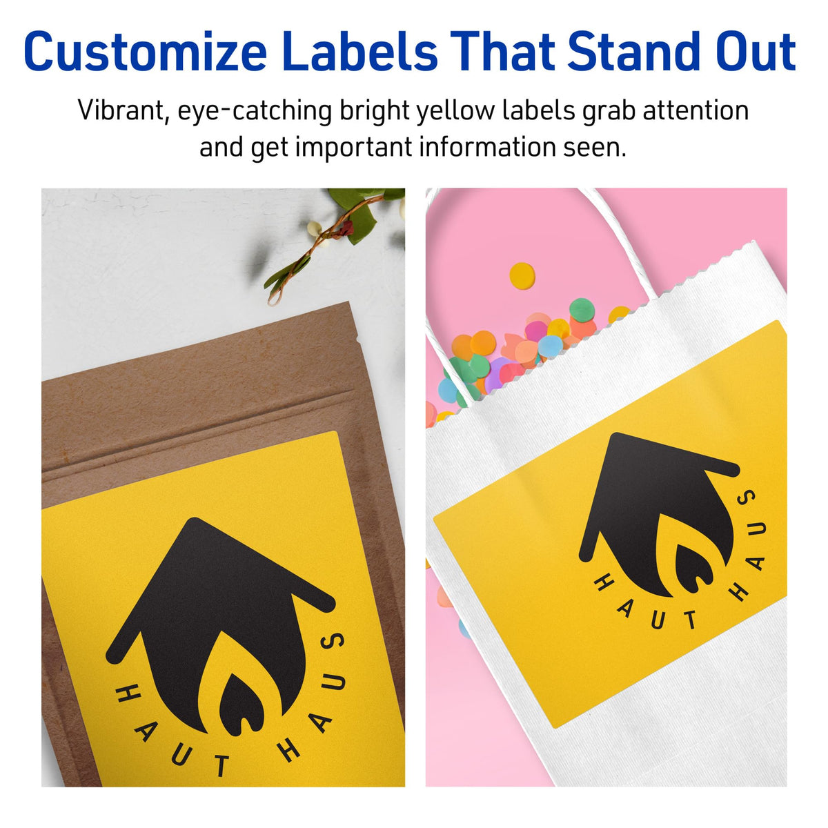 Avery® Printable Rectangle Labels, 5-1/2" x 8-1/2", Bright Yellow Labels, Laser/Inkjet Printable, 160 Total, Great for Shipping and Packaging 160 labels