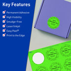 Avery Printable Round Labels, Sure Feed Technology, 1-1/2" Diameter, Neon Green Labels, Print-to-The-Edge, Laser/Inkjet Printable, 400 Total, Great for Stickers and Candles 400 labels