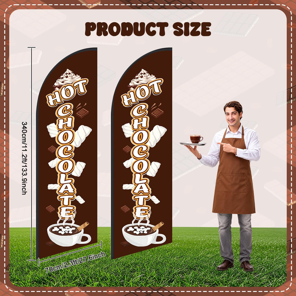 2 Pcs 11.2 FT Hot Chocolate Feather Flag Hot Chocolate Swooper Flag Only