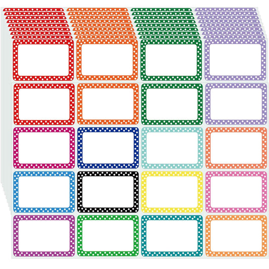 Zacool 480 Pcs Name Tag Stickers (3"x 2") Cute Colorful Name Tags Labels for Classroom,Nametags Colorful Name Badge Labels Sticker for Themed Party Family Home School Office Conferences Storage Boxes White Dot 240pcs